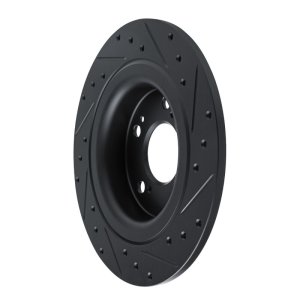 Acura Integra Brake Rotor (1) - Rear Left - R1 Concepts - Drilled & Slotted - Black - `17-`25